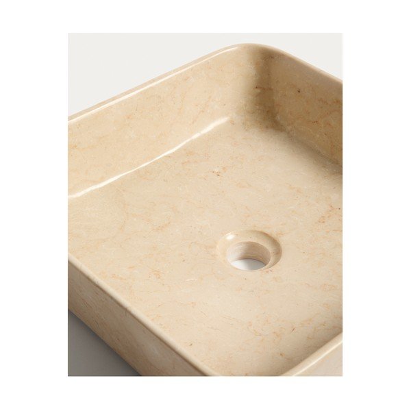 Béžové kamenné umývadlo 40x40 cm Darnen – Kave Home-image-4