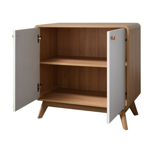 Biela nízka komoda v dekore duba 75x75 cm Cassie - Støraa-image-2