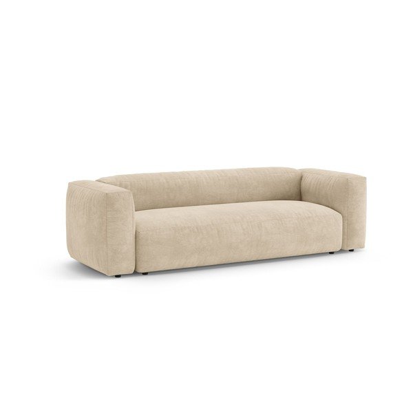 Krémovobiela zamatová rozkladacia pohovka 264 cm – Micadoni -image-3
