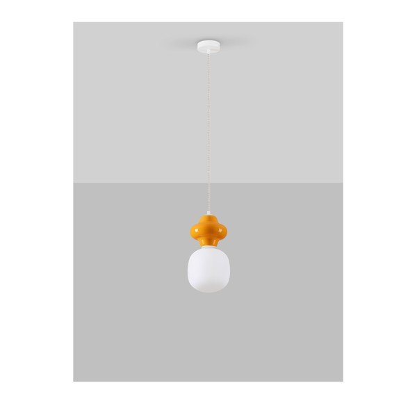 Biele/oranžové keramické závesné svietidlo so skleneným tienidlom ø 18 cm Clio – Nova Luce-image-3