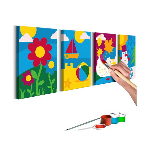 DIY set na tvorbu vlastného štvordielneho obrazu na plátne Artgeist Four Seasons, 44 × 165 cm