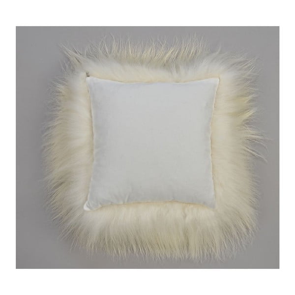 Biely kožušinový vankúš s dlhým vlasom Arctic Fur Rengo, 35 × 35 cm-image-1