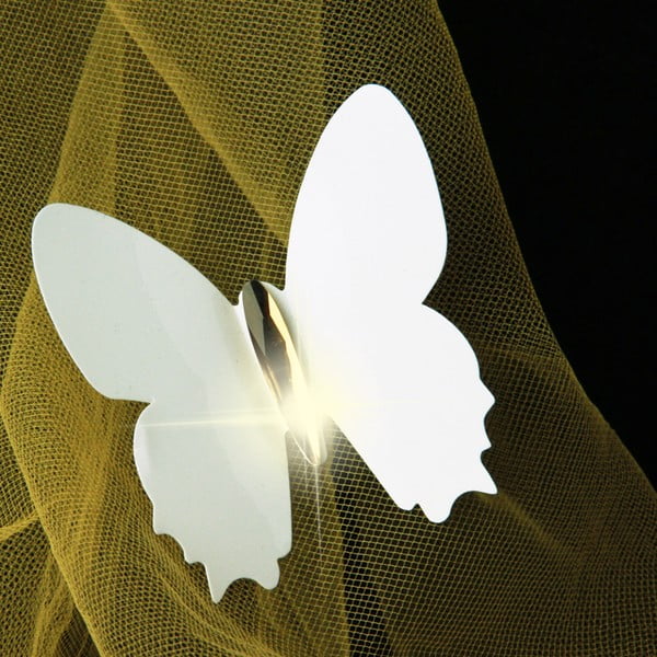 Sada 12 bielych 3D samolepiek Ambiance Fanastick Diamond Butterflies-image-2