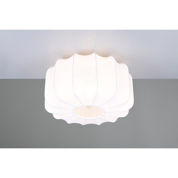 Biele kovové stropné svietidlo s textilným tienidlom ø 40 cm Madleine – Reality-image-2