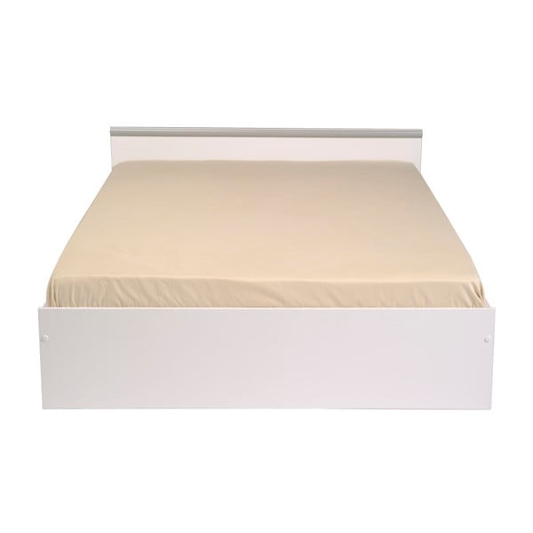 Biela dvojlôžková posteľ s 2 zásuvkami Parisot Arlette, 140 × 200 cm