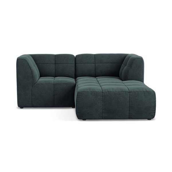 Modrá zamatová rohová pohovka (pravý roh/s leňoškou) Aloha – Makamii