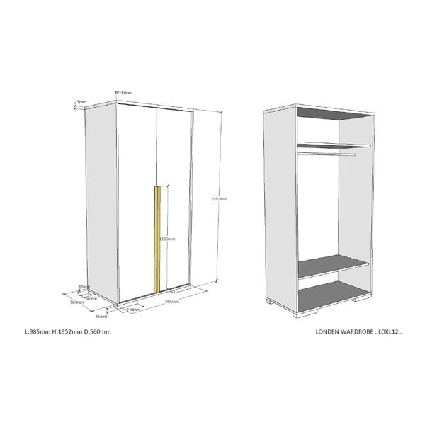 Tmavosivá detská šatníková skriňa 98x195 cm London – Vipack-image-3