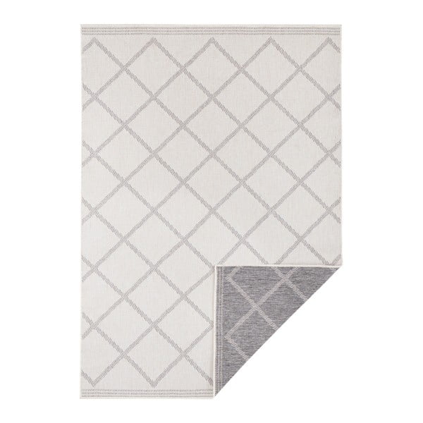 Sivo-krémový obojstranný koberec vhodný aj do exteriéru Bougari Corsica, 80 × 150 cm