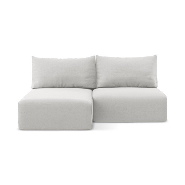 Svetlosivá zamatová rozkladacia/s úložným priestorom rohová pohovka (ľavý roh/s leňoškou) Kalena – Makamii