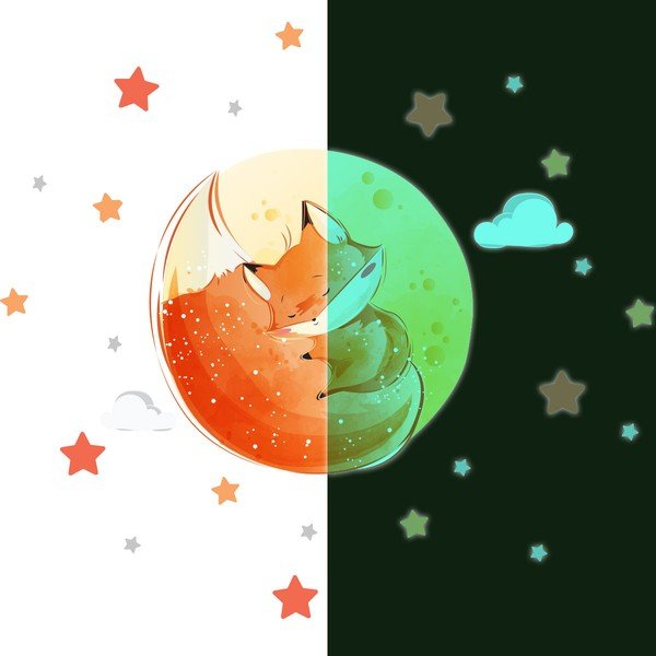 Detská samolepka na stenu 30x30 cm Dreamy Fox - Ambiance-image-4