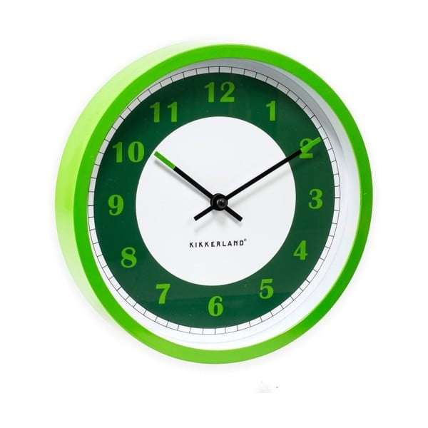 Zeleno-biele nástenné hodiny Kikkerland Time