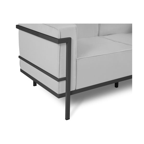 Sivá dvojmiestna vonkajšia pohovka v čiernom ráme Calme Jardin Cannes-image-4