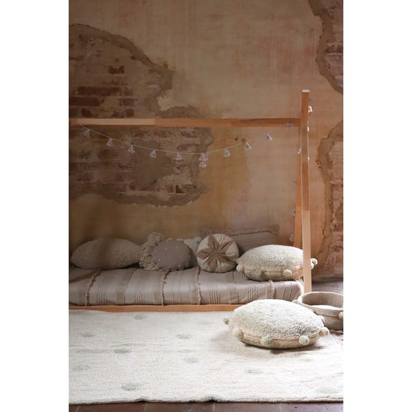 Kaki krémový prateľný ručne tkaný bavlnený detský koberec 120x160 cm Hippy Dots Olive – Lorena Canals-image-1