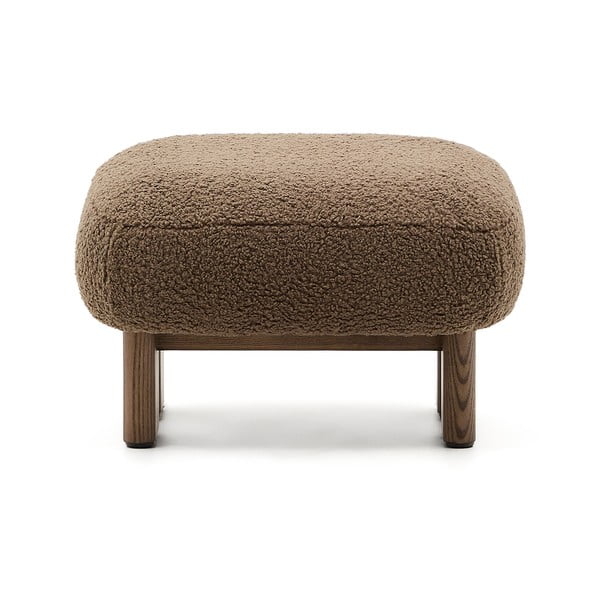 Hnedá podnožka z textílie buklé Nema – Kave Home