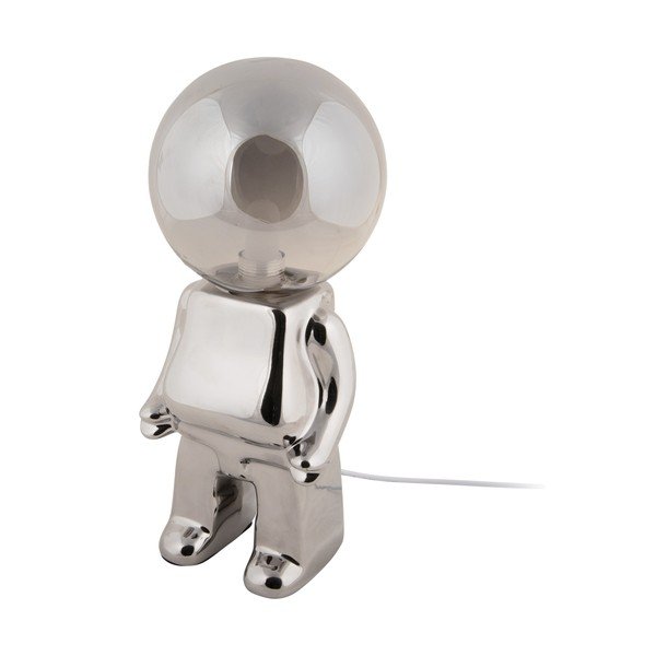 LED stmievateľná stolová lampa v striebornej farbe so skleneným tienidlom (výška 27 cm) Ross – Leitmotiv