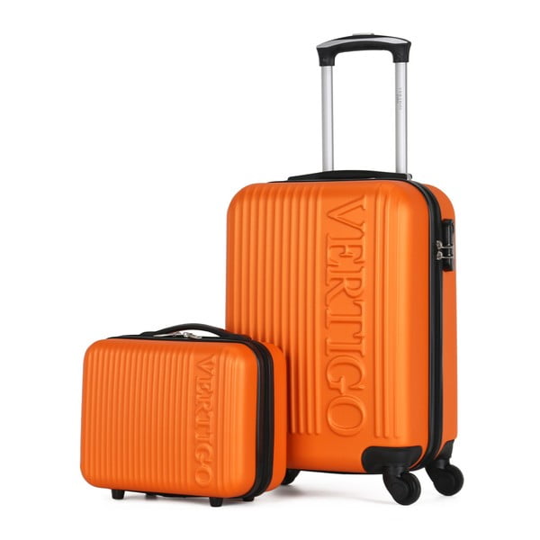 Sada oranžového cestovného kufra na kolieskach a menšieho kufríka VERTIGO Valises Cabine & Vanity Case