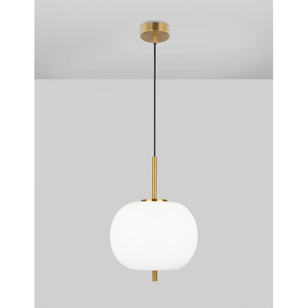 Biele/v mosadznej farbe sklenené závesné svietidlo ø 30 cm Lato – Nova Luce-image-1