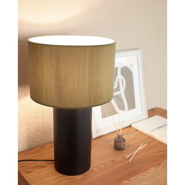 Čierno-sivá stolová lampa s kovovým tienidlom (výška 50 cm) Domicina - Kave Home-image-2