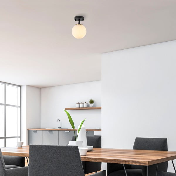 Čierno-biele stropné svietidlo so skleneným tienidlom ø 15 cm Atmaca – Opviq lights-image-1