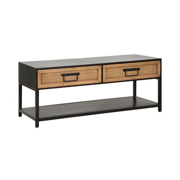 Čierny/v prírodnej farbe kovový TV stolík 95x38x38 cm Hanoi – Mauro Ferretti-image-2