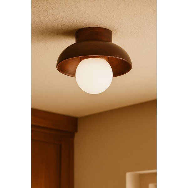 Hnedé stropné svietidlo so skleneným tienidlom ø 24 cm Elsa – Opviq lights-image-2