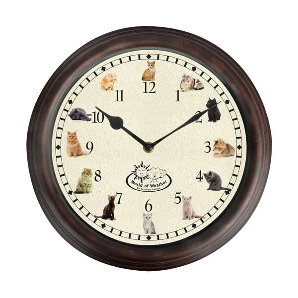 Nástenné mačacie hodiny Esschert Design, ⌀ 30 cm