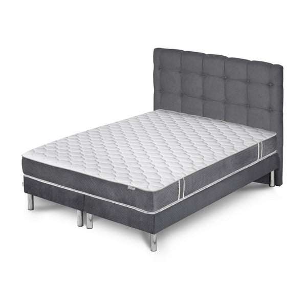 Sivá posteľ s matracom a 2 boxspringmi Stella Cadente Maison Syrius Dahla, 180 × 200 cm