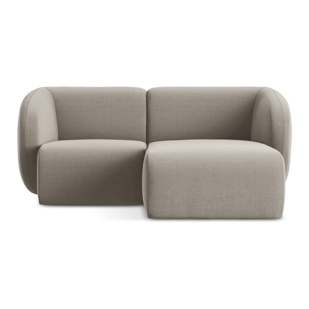 Svetlohnedá zamatová rohová pohovka (pravý roh/s leňoškou) Lani – Makamii