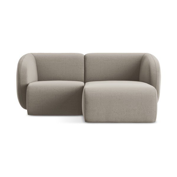 Svetlohnedá zamatová rohová pohovka (pravý roh/s leňoškou) Lani – Makamii