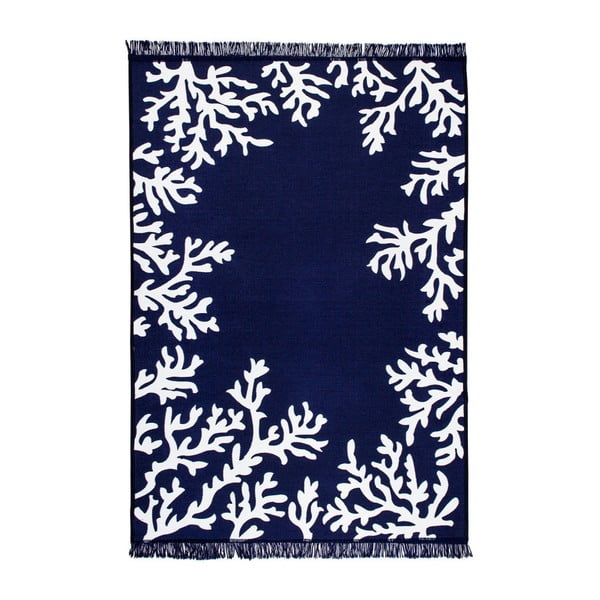 Modro-biely obojstranný koberec Coral, 80 × 150 cm