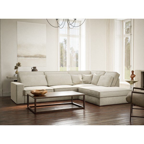 Sivobéžová ženilková rohová pohovka (pravý roh/do L) Kirou – Maison de Rêve-image-1