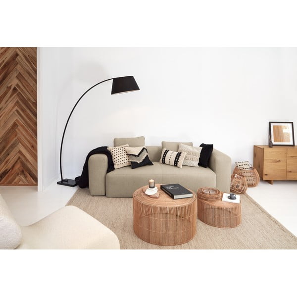 Čierna stojacia lampa s textilným tienidlom (výška  210 cm) Juhe – Kave Home-image-4