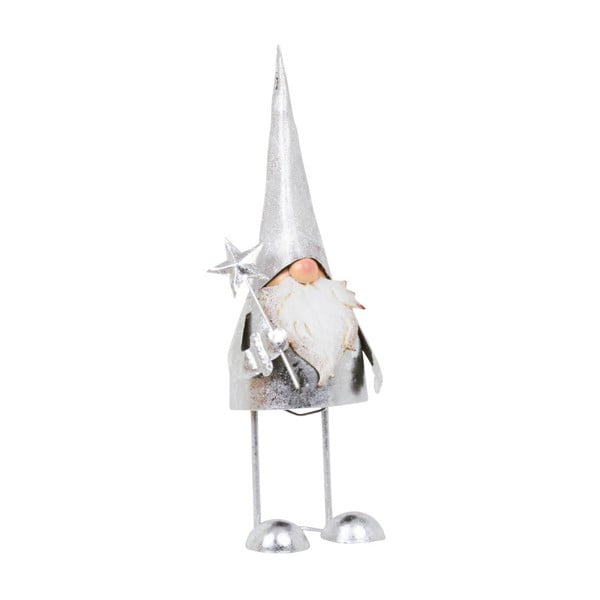 Dekorácia Archipelago Silver Bouncing Long Hat Santa, 33 cm