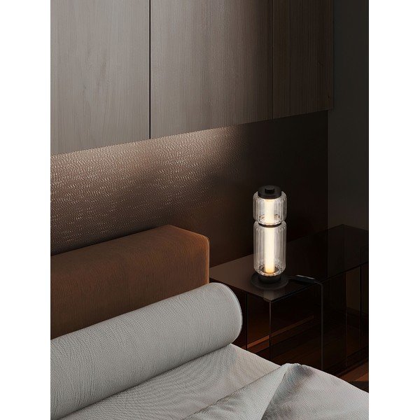 Matne čierna sklenená LED stolová lampa (výška  39 cm) Liesa – Nova Luce-image-1