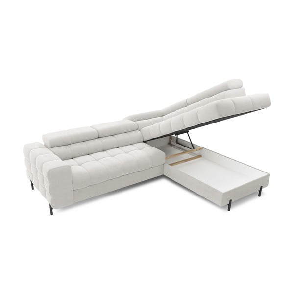 Krémovobiela rozkladacia/s úložným priestorom rohová pohovka z textílie buklé (pravý roh/do L) Ferucce – ELTAP-image-4