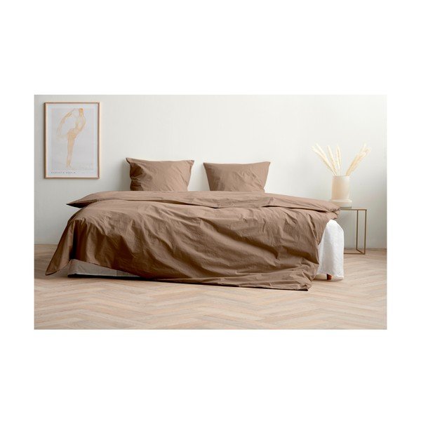 Hnedé predĺžené obliečky na dvojlôžko z bavlneného perkálu 200x220 cm Crisp – Södahl-image-3