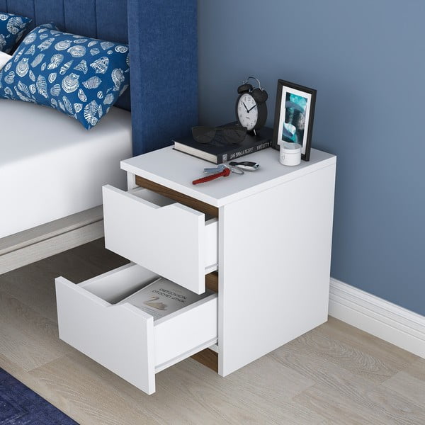 Biely nočný stolík Erica – Kalune Design-image-4