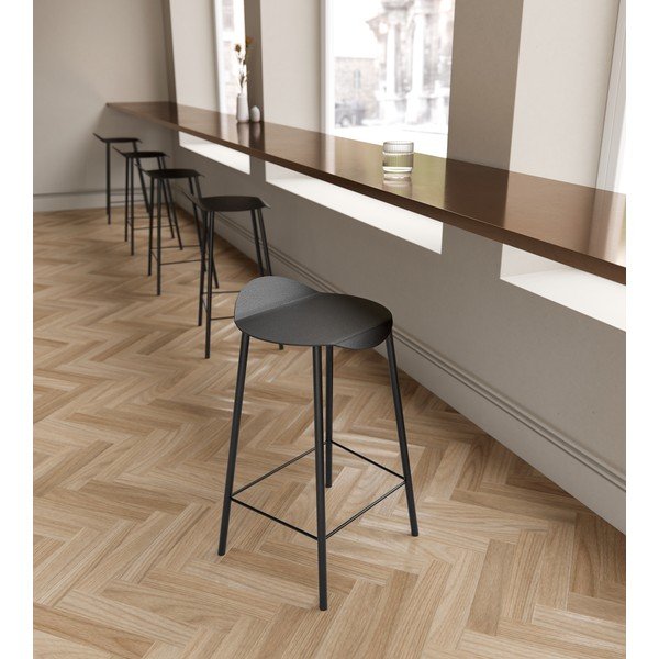 Čierna kožená barová stolička Flamingo Bull – LIND DNA-image-1