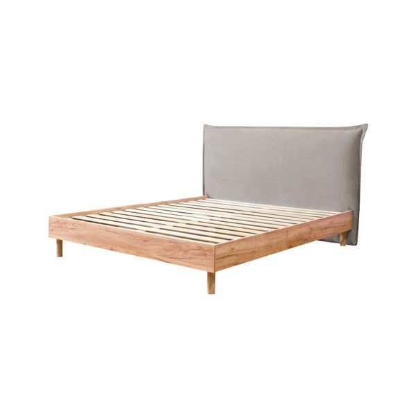 Svetlosivá/prírodná dvojlôžková posteľ s roštom 180x200 cm Charlie – Bobochic Paris