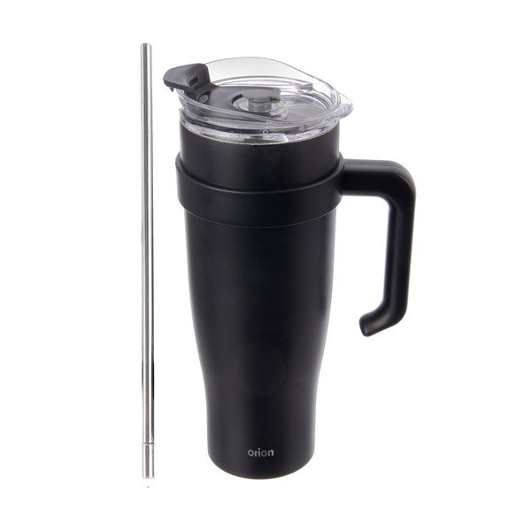 Čierny termo hrnček so slamkou 1,2 l Termo – Orion-image-3