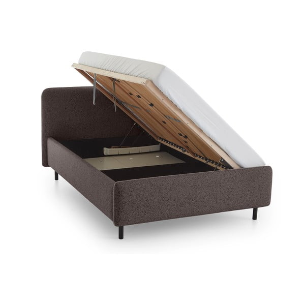 Antracitová čalúnená dvojlôžková posteľ s úložným priestorom s roštom 140x200 cm Primo – Meise Möbel-image-3