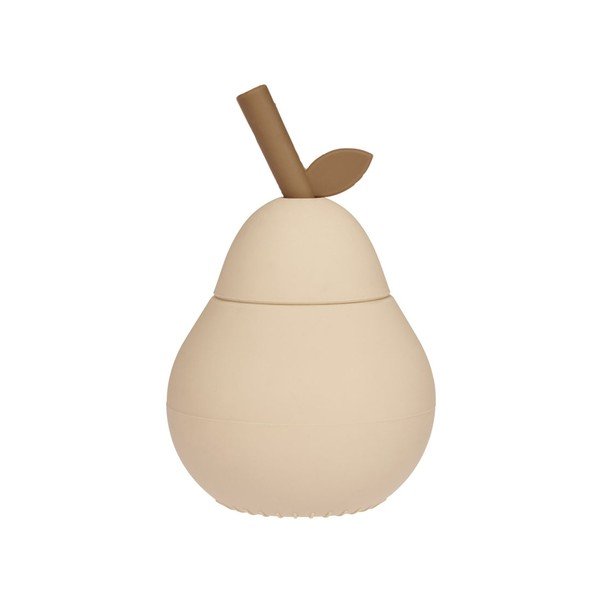 Krémovobiely silikónový detský hrnček Pear – OYOY Mini