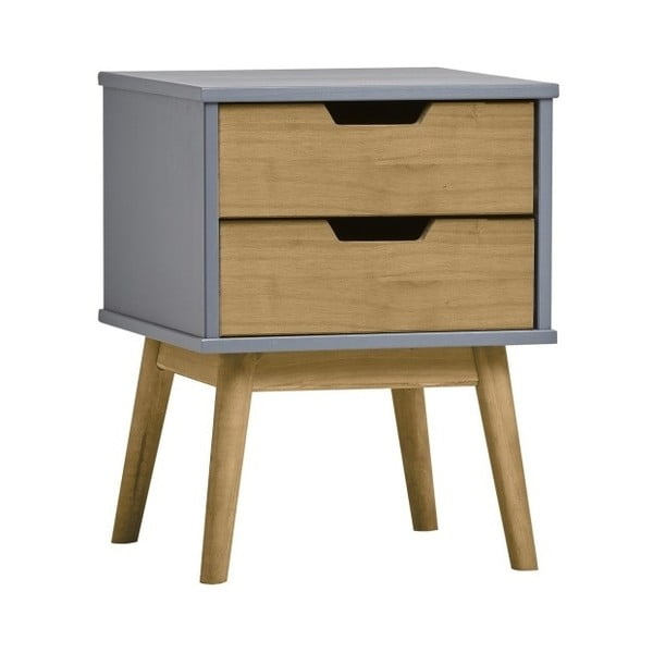 Sivo-hnedý nočný stolík z masívneho borovicového dreva Marckeric Baku-image-2