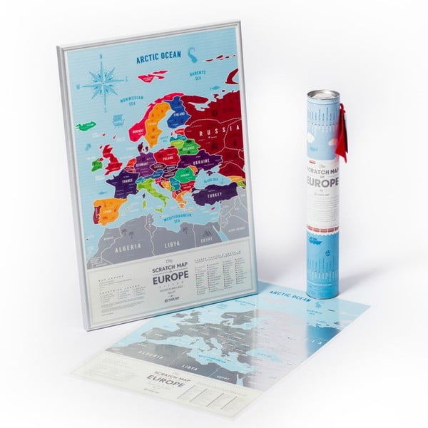 Stieracia mapa Európy Travel Map of the Europe Silver, 60x40 cm