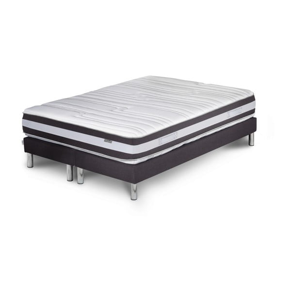 Tmavosivá posteľ s matracom a dvojitým boxspringom Stella Cadente Maison Mars Mars, 140 × 200 cm