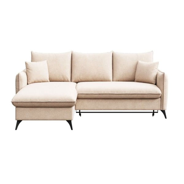 Béžová rozkladacia/s úložným priestorom rohová pohovka z textílie buklé (ľavý roh/s leňoškou) Brim – Rodier