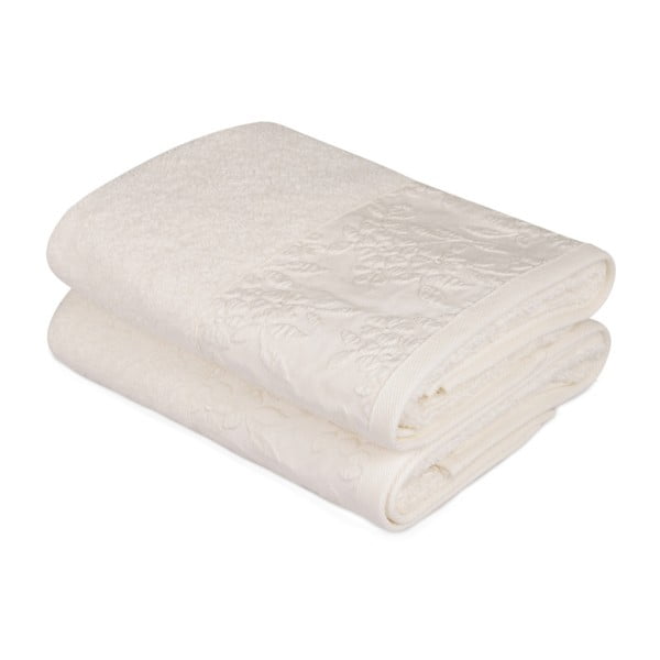 Sada 2 béžových uterákov z čistej bavlny Lora, 50 x 90 cm