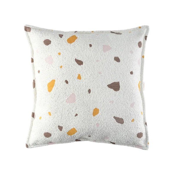 Krémový detský pohovkový vankúš z textílie buklé/ženilkový Terrazzo Block – Wigiwama