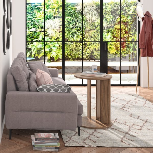 Okrúhly konferenčný stolík s doskou v dekore orechového dreva ø 50 cm Nora - TemaHome-image-1