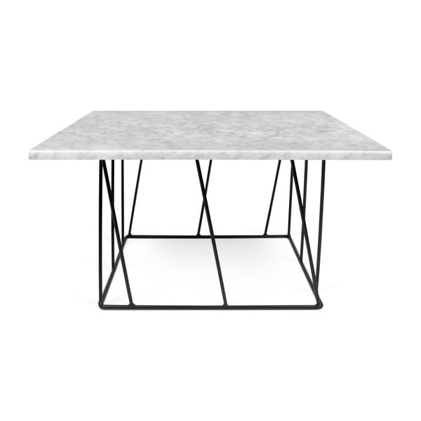 Biely mramorový konferenčný stolík s čiernymi nohami TemaHome Heli×, 75 cm